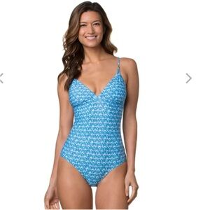 Helen Jon Blue Pattern One-Piece Swimsuit size XL